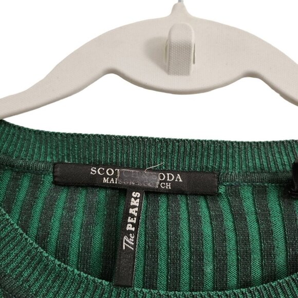 Scotch & Soda Dress Medium Green Midi Bodycon Ribbed Knit Stretch Long Sleeve - Picture 4 of 14